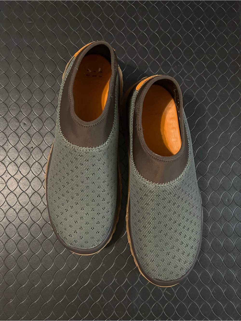 Men's Olive Knit Slip-On Loafers with Brown Trim